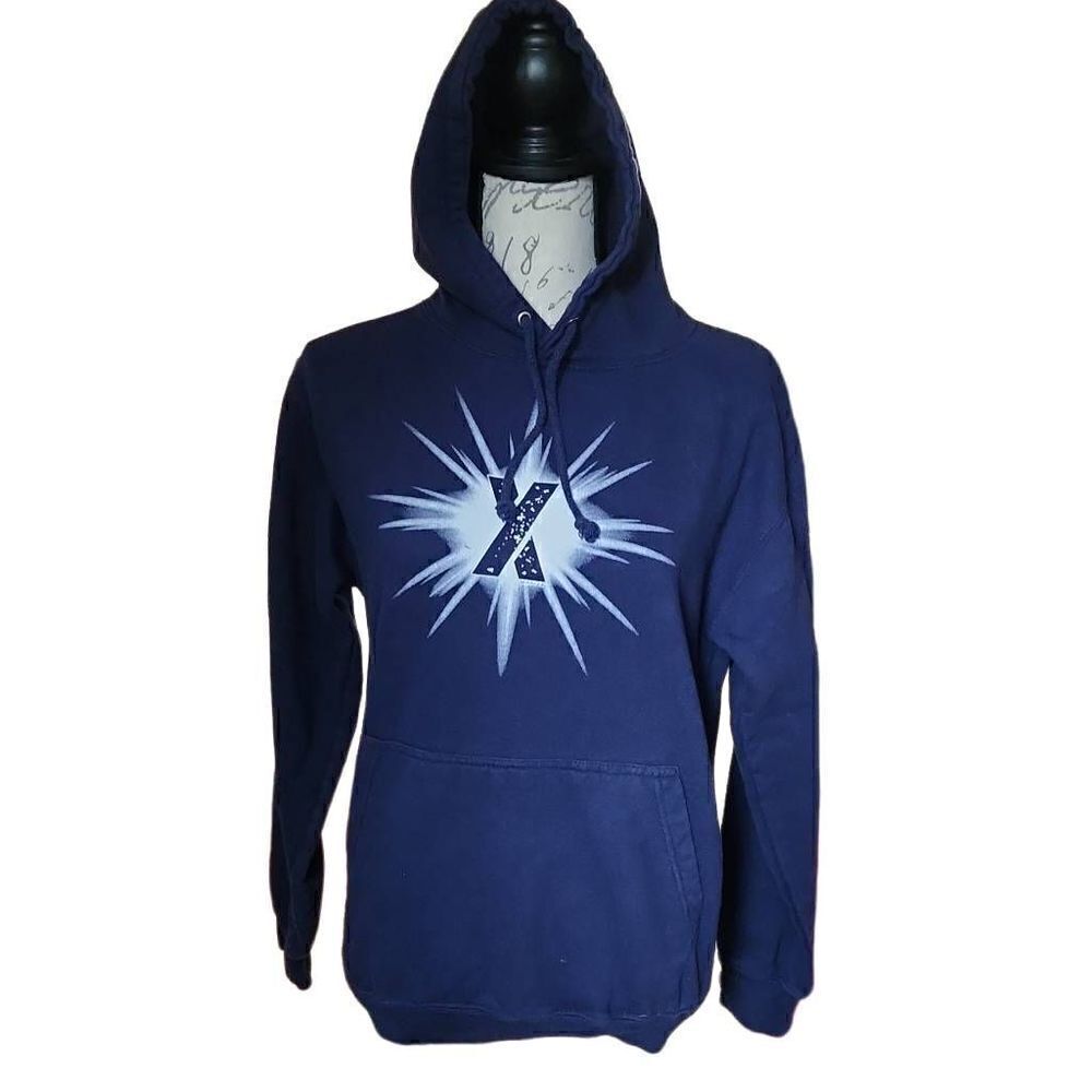 Just Hoods by All We Do Is Ladies Navy X Hoodie - Size Small